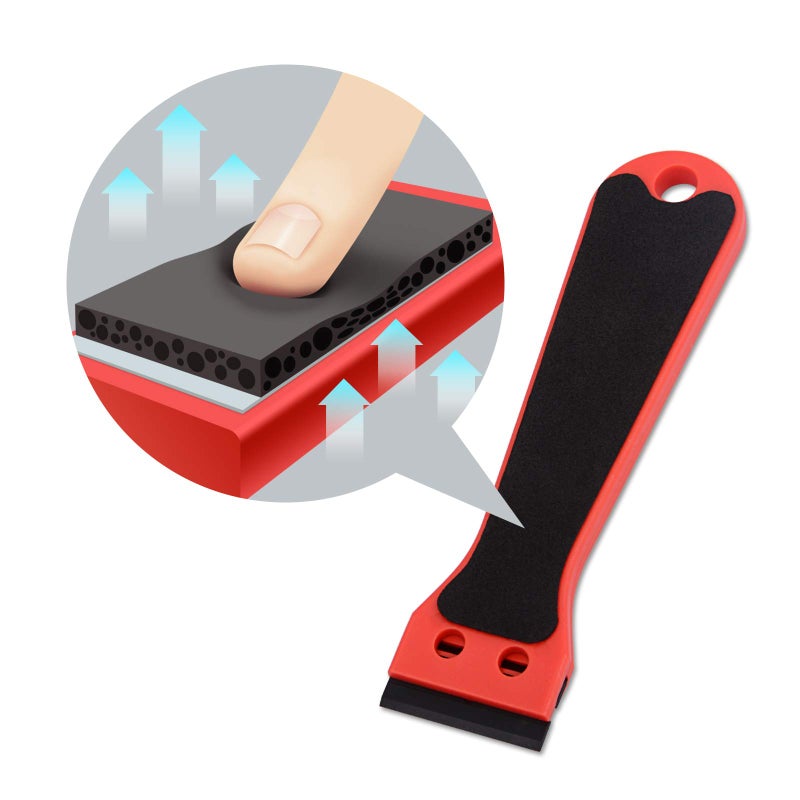FOSHIO 6 Inch Plastic Scraper with 20 PCS Plastic Razor Blades, Scraper Tool for Sticker, Gasket, Label Remover (Red) - Image 3